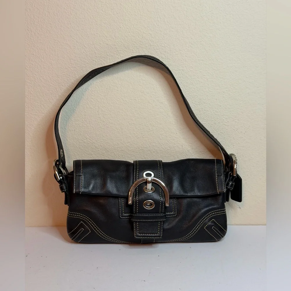 Coach Y2K SoHo Black Leather Shoulder Bag - Picture 1 of 12